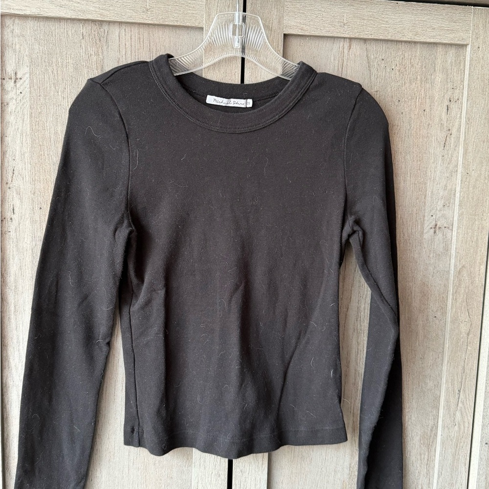 Michael Stars Black Long Sleeve Crewneck Tee